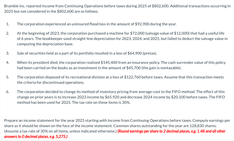  Bramble Inc. reported Income from Continuing Operations before taxes during 2025