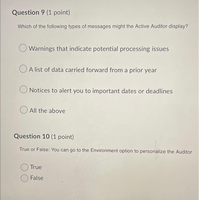 Question 2 (1 point) True or False: All of ProFile's toolbars are