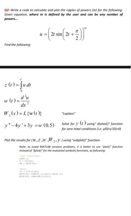  Regarding Q2: m: is user input (make your plots for m