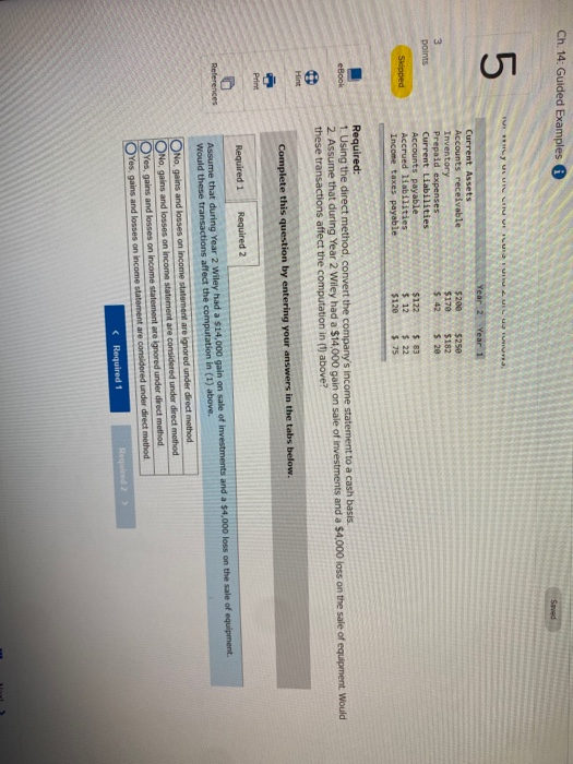 points Wiley Company's income statement for Year 2 follows: Skipped Sales Cost