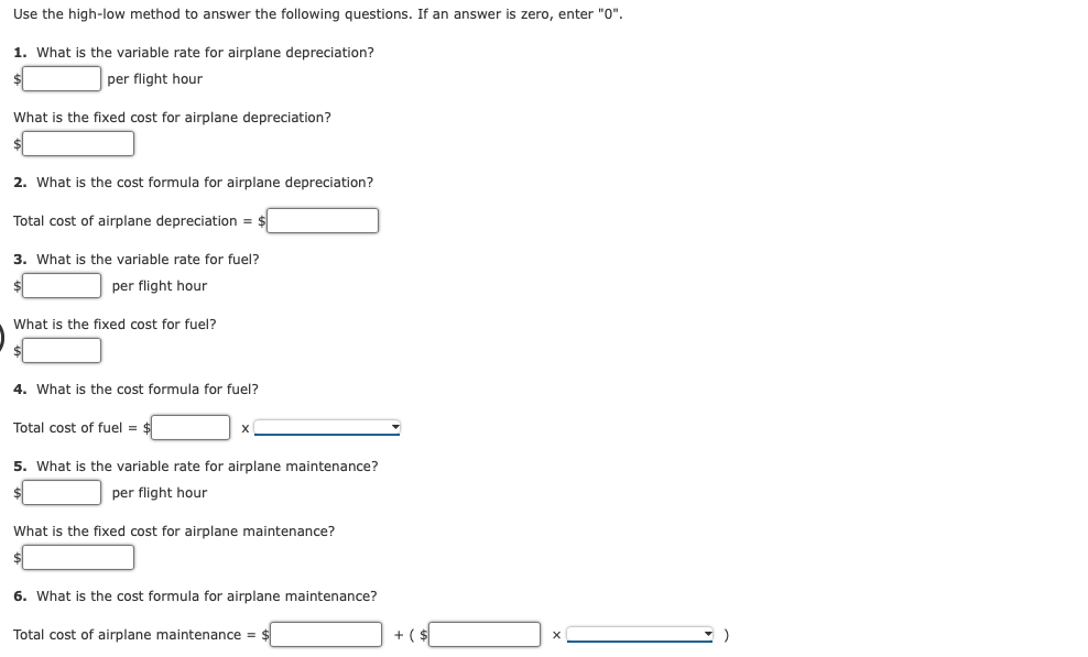 low use of three different resources for Fly High Airlines occurred in