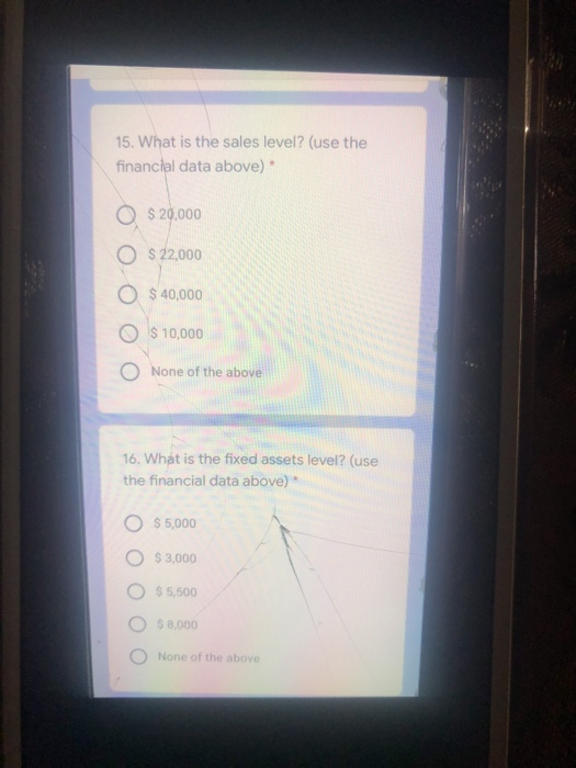 following 7 questions: Value Ratios Total Assets Turnover ed Assets Turnover OSO