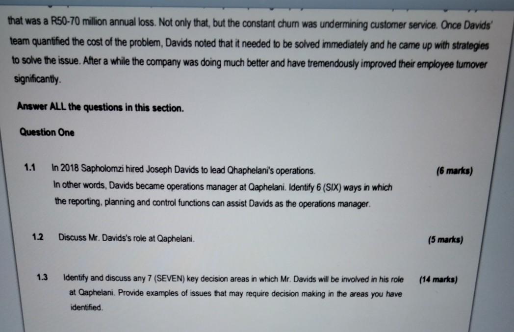 study below and answer ALL the questions that follow [100 Marks) An