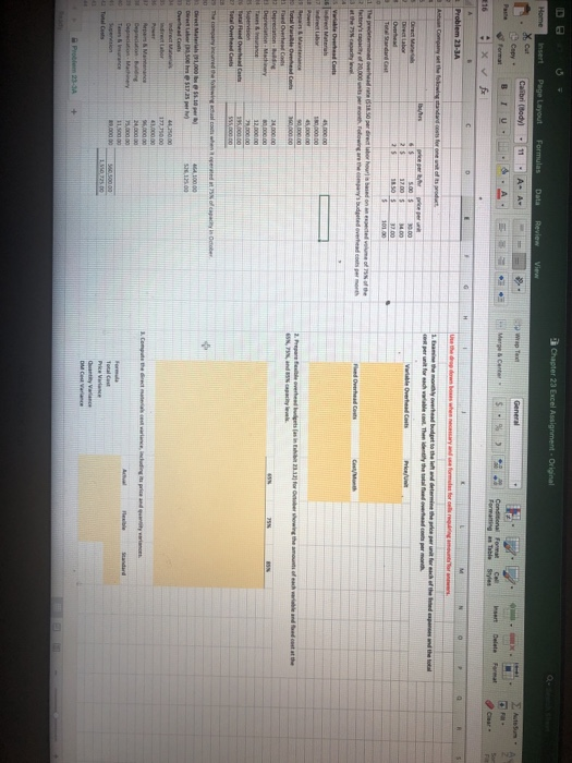  De = Chapter 23 Excel Assignment Original Insert View Home .