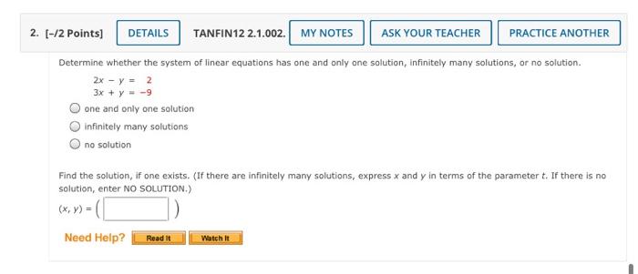  2. (-/2 points) DETAILS TANFIN 12 2.1.002. MY NOTES ASK YOUR