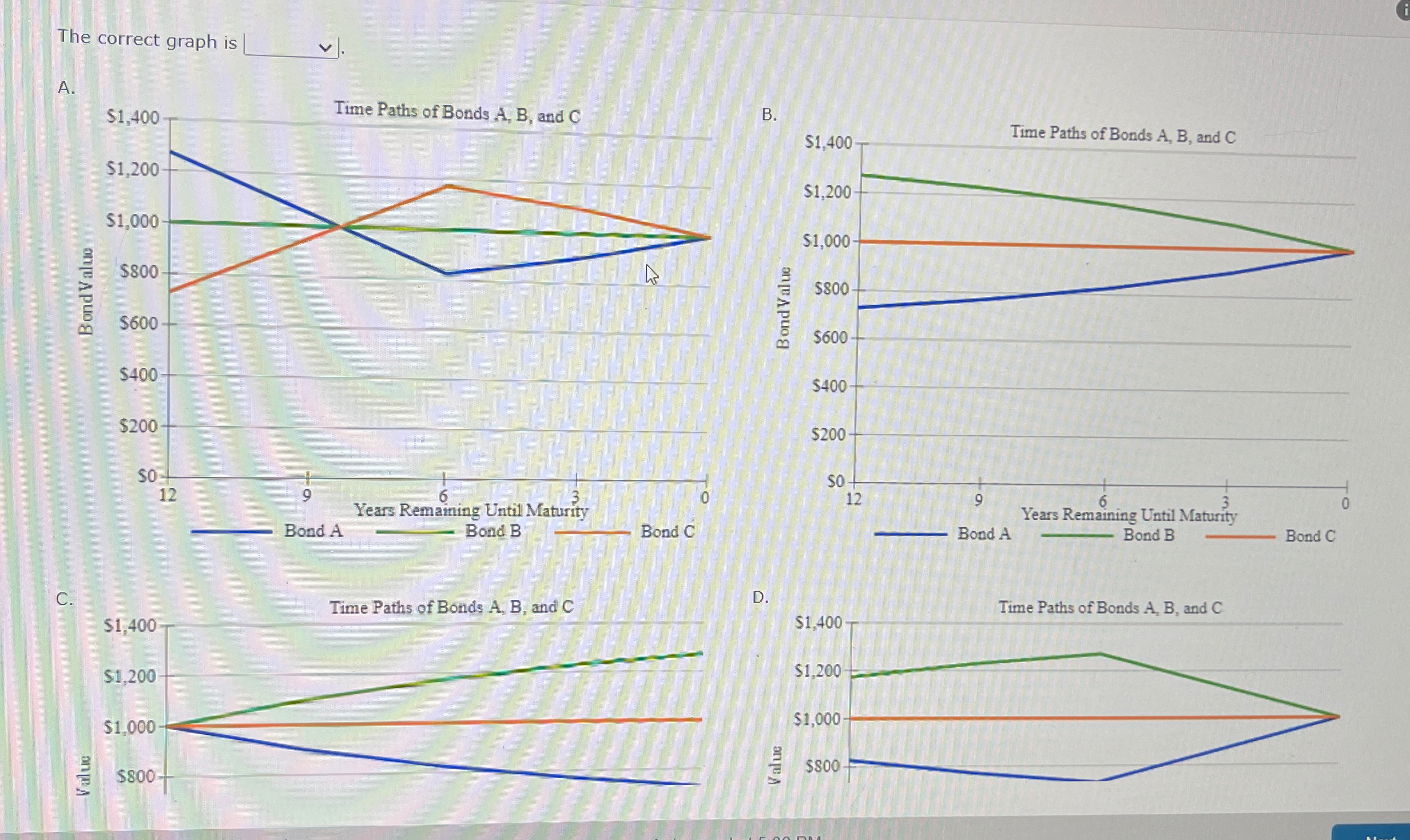  The correct graph is A. B. C. D. Time Paths of