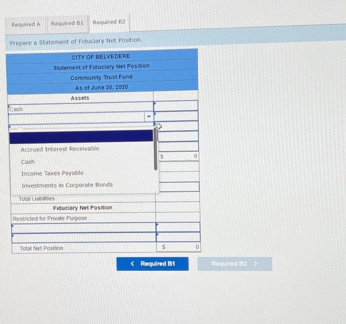Statement of Fiduciary Net Position. CITY OF BELVEDERE Statement of Fiduciary Net