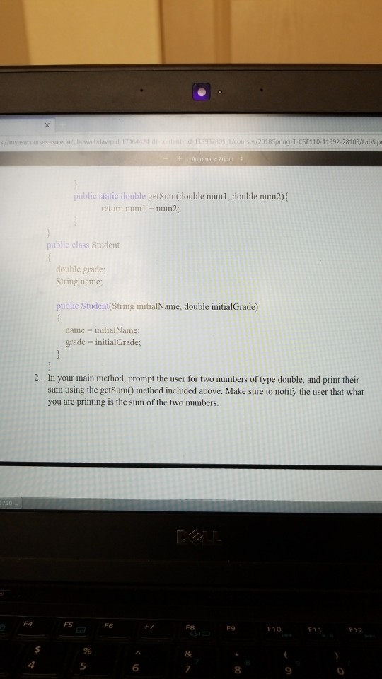 Automatic Zoom : Lab 5 CSE 110: Principles of Programming Arizona State