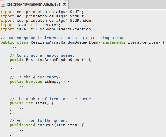at random from items in the data structure. Create a generic iterable