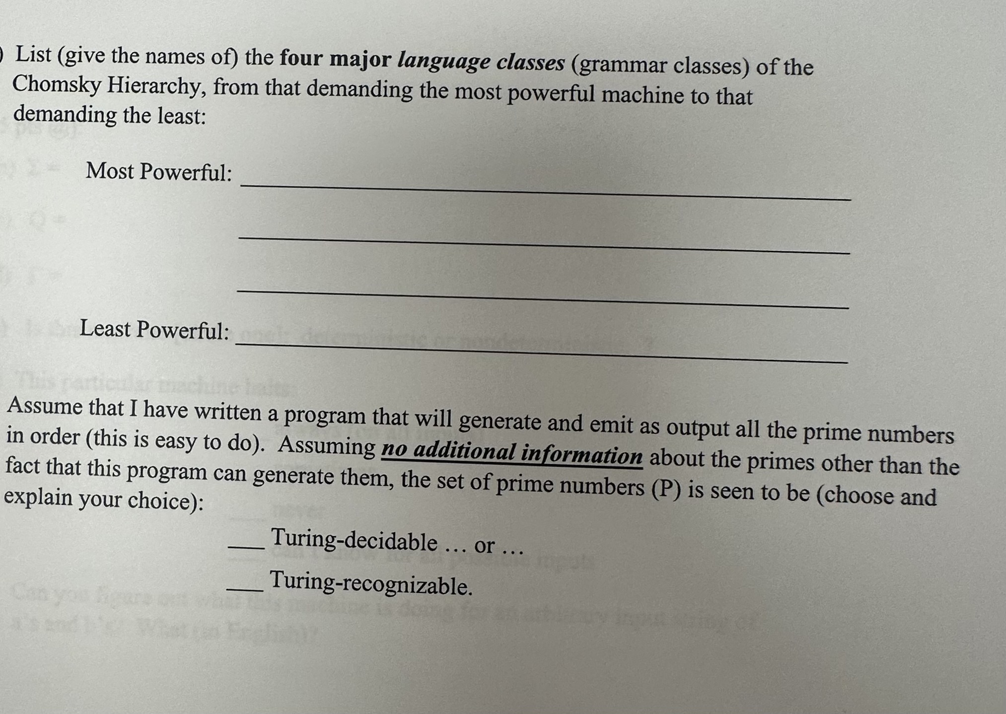  Assume that I have written a program that will generate and