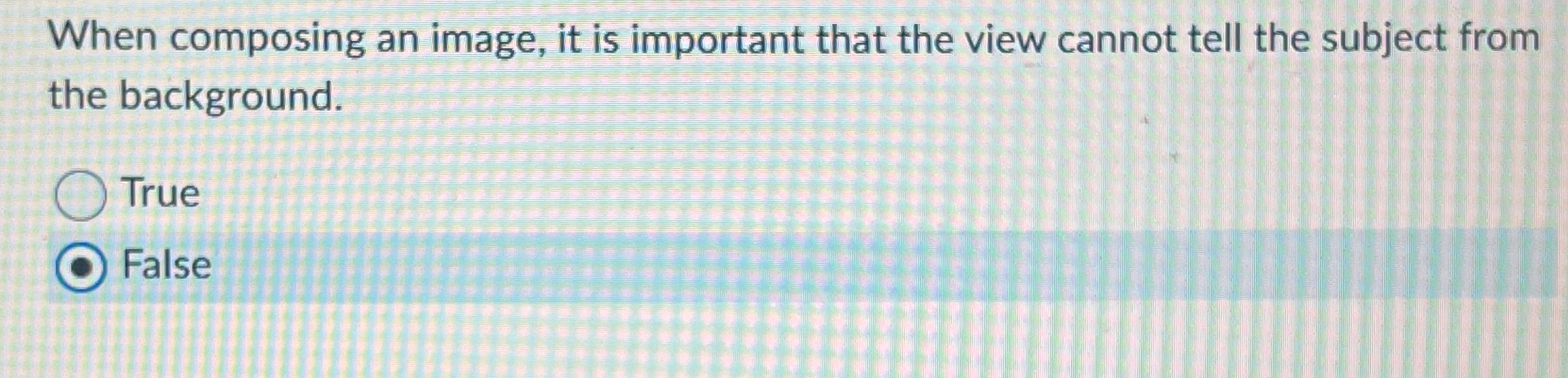  When composing an image, it is important that the view cannot