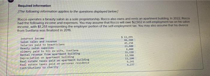 Please complete it on the 1040 irs form Required information [The following
