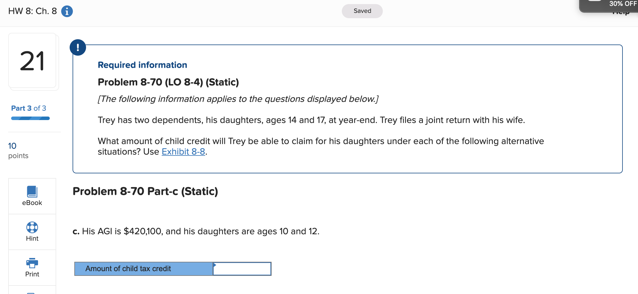displayed below.] Part 1 of 3 Trey has two dependents, his daughters,