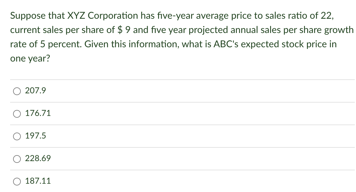 Please explain the steps to finding the answer Suppose that XYZ Corporation