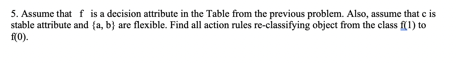 possible rules describing f in terms of a, b, c from the