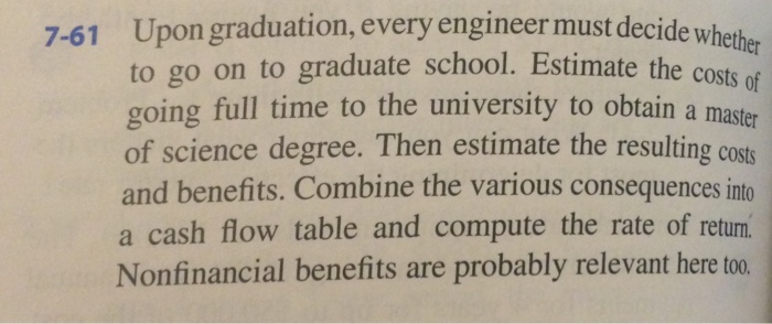  7-61 Upon graduation, every engineer must decide whether to go on
