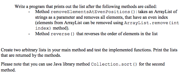  Write a program that prints out the list after the following