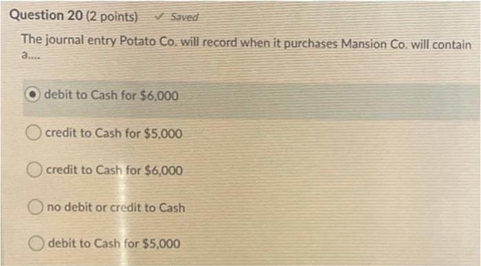 this section. On 1/1/25 Potato Co. purchased Chip Co. for $100,000. The