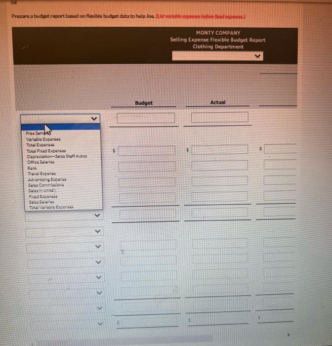 in the Clothing Department of Monty Compary for the month of October.