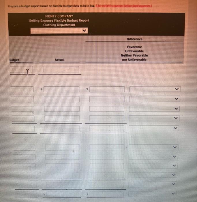 As a result of this budget report, Joe was called into the