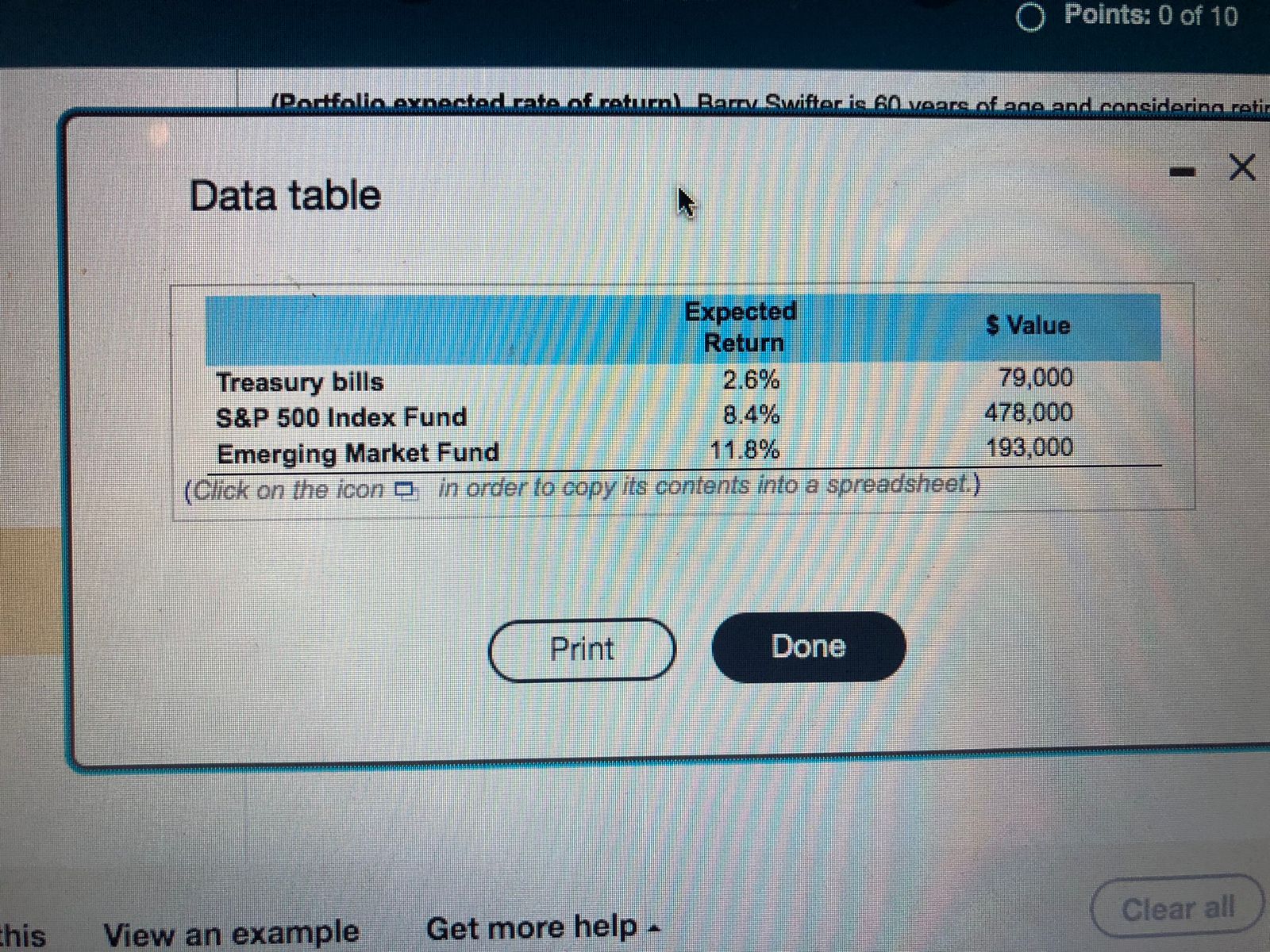 60 years of age and considering retirement. Barry's retirement portfolio currently is