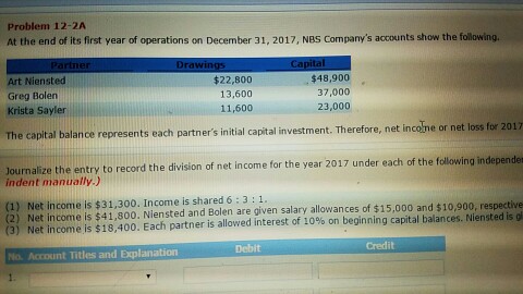 follow up question please help Problem 12-2A At the end of its