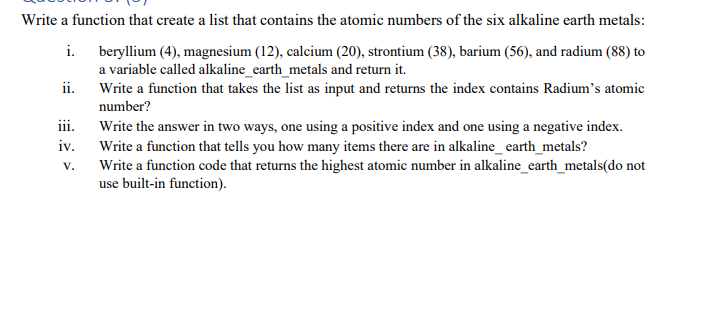 Write a python function that create a list that contains the atomic