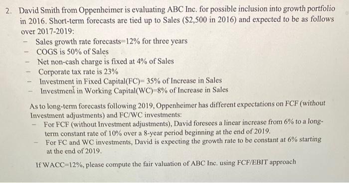  David Smith from Oppenheimer is evaluating ABC Inc. for possible inclusion