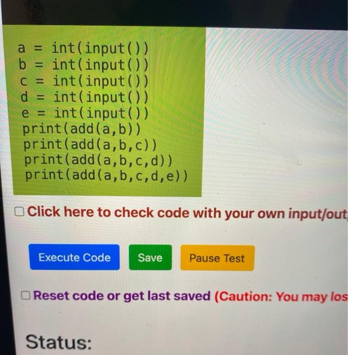 the add function can take any number of arguments (>=2). Given 'n