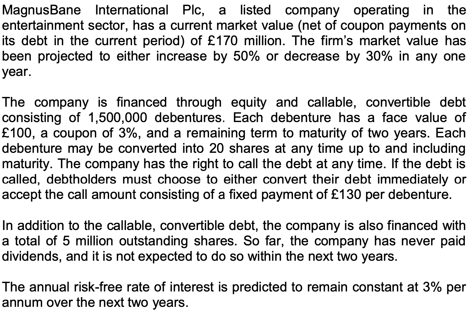 Using the binomial option-pricing model calculate the current value at t