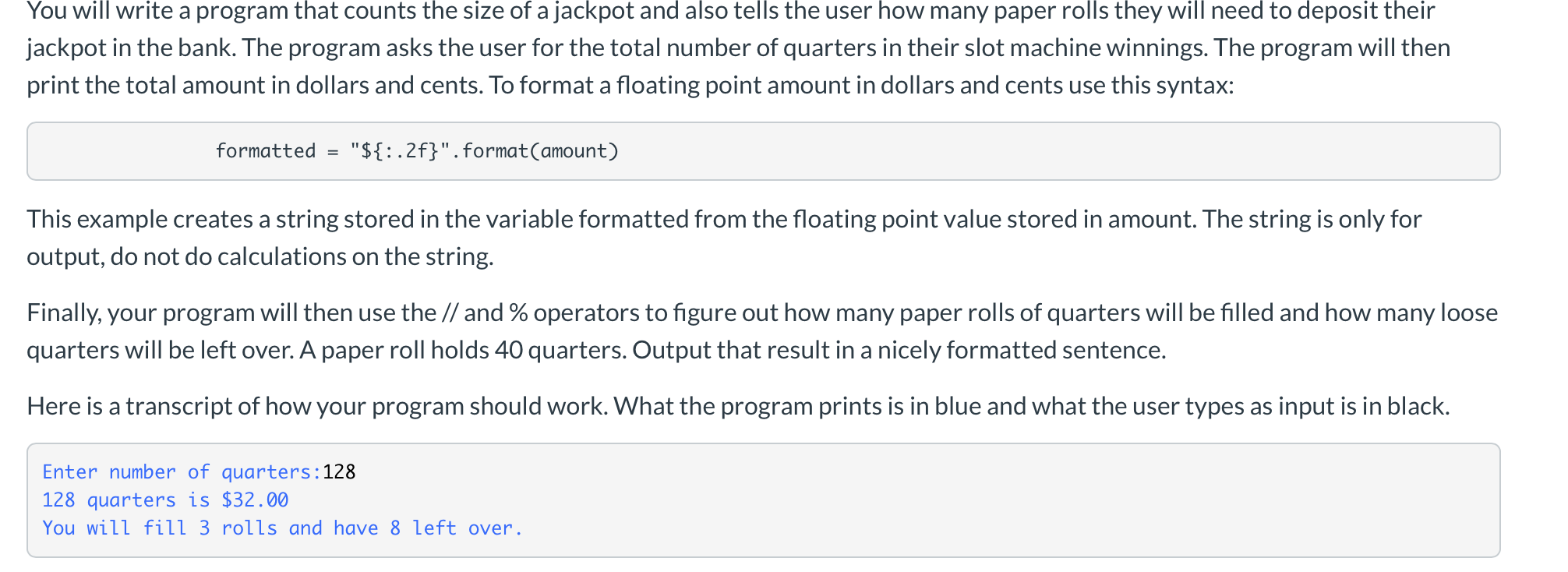 use Python You will write a program that counts the size of