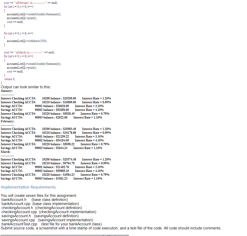 and will use virtual and ure virtual functions Data accountNumber name balance