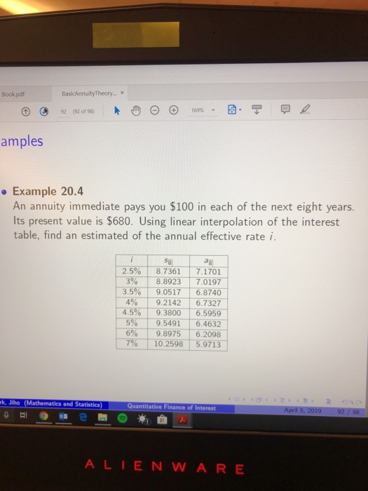  Book pdf BasicAnnuityTheory...x amples e Example 20.4 An annuity immediate pays