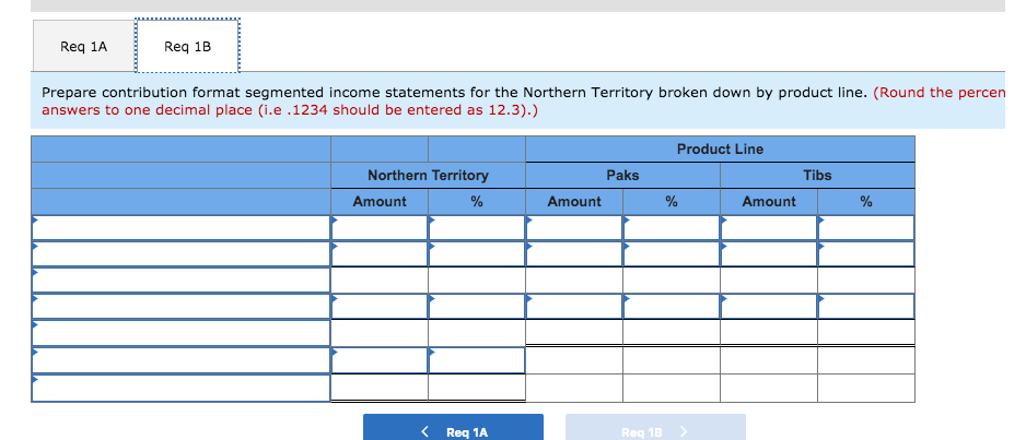  Req 1A Reg 1B Prepare contribution format segmented income statements for