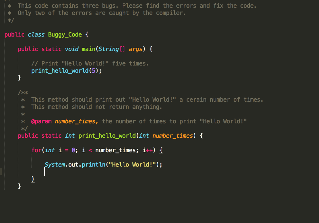 find the erros This code contains three bugs. Please find the errors