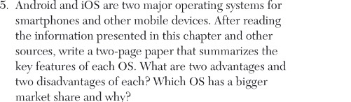  5. Android and iOS are two major operating systems for smartphones