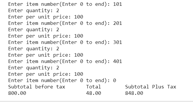 = int(input('Enter item number(Enter 0 to end): ')) if item_no != 0