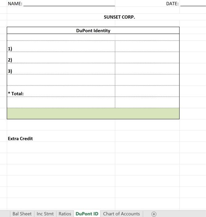 are to be competed based on the partially given info SUNSET CORP
