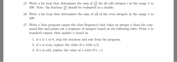  15. Write a for loop that determines the sum of ,
