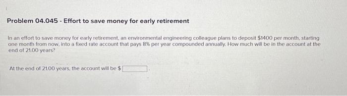 could use some help on this. thank you! Problem 04.045 - Effort