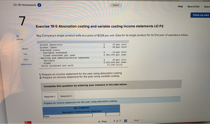  please help im a tab confused! Ch 19 Homework Saved Help