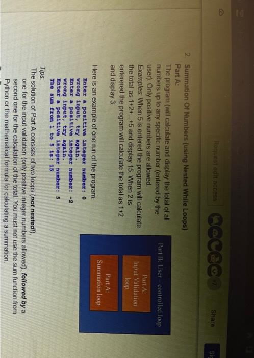  2. Summation Of Numbers (using Nested While Loops) Part A: The