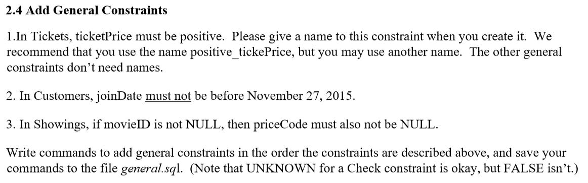 The primary key for each table is underlined. Movies(movieID, name, year, rating,
