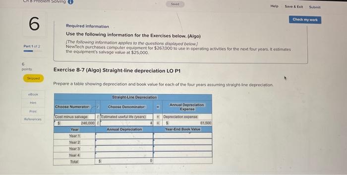  Required information Use the following information for the Exercises below. (Algo)