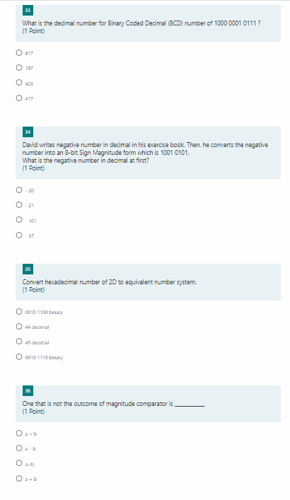  32 What is the decimal number for Binary Coded Decimal (BCD)