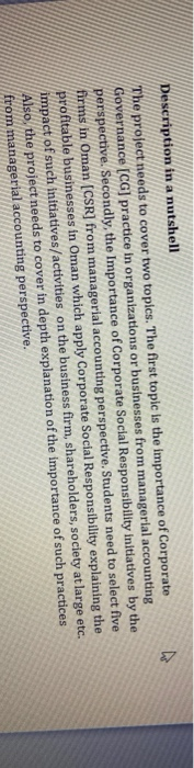 company in oman Description in a nutshell The project needs to cover