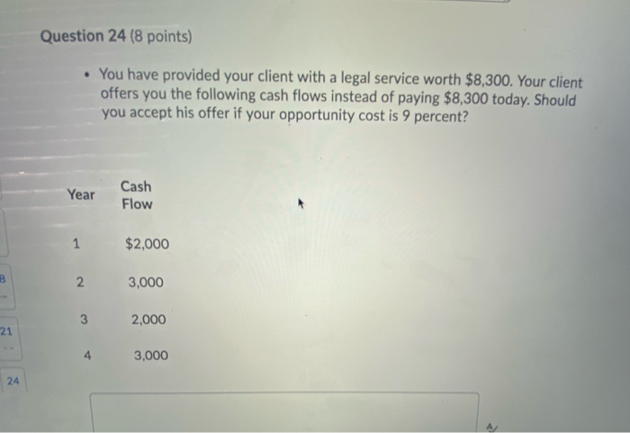  Question 24 (8 points) You have provided your client with a