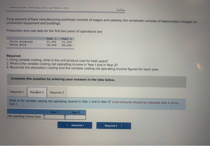 as follows: Sales (e $64 per unit) Cost of goods sold (e