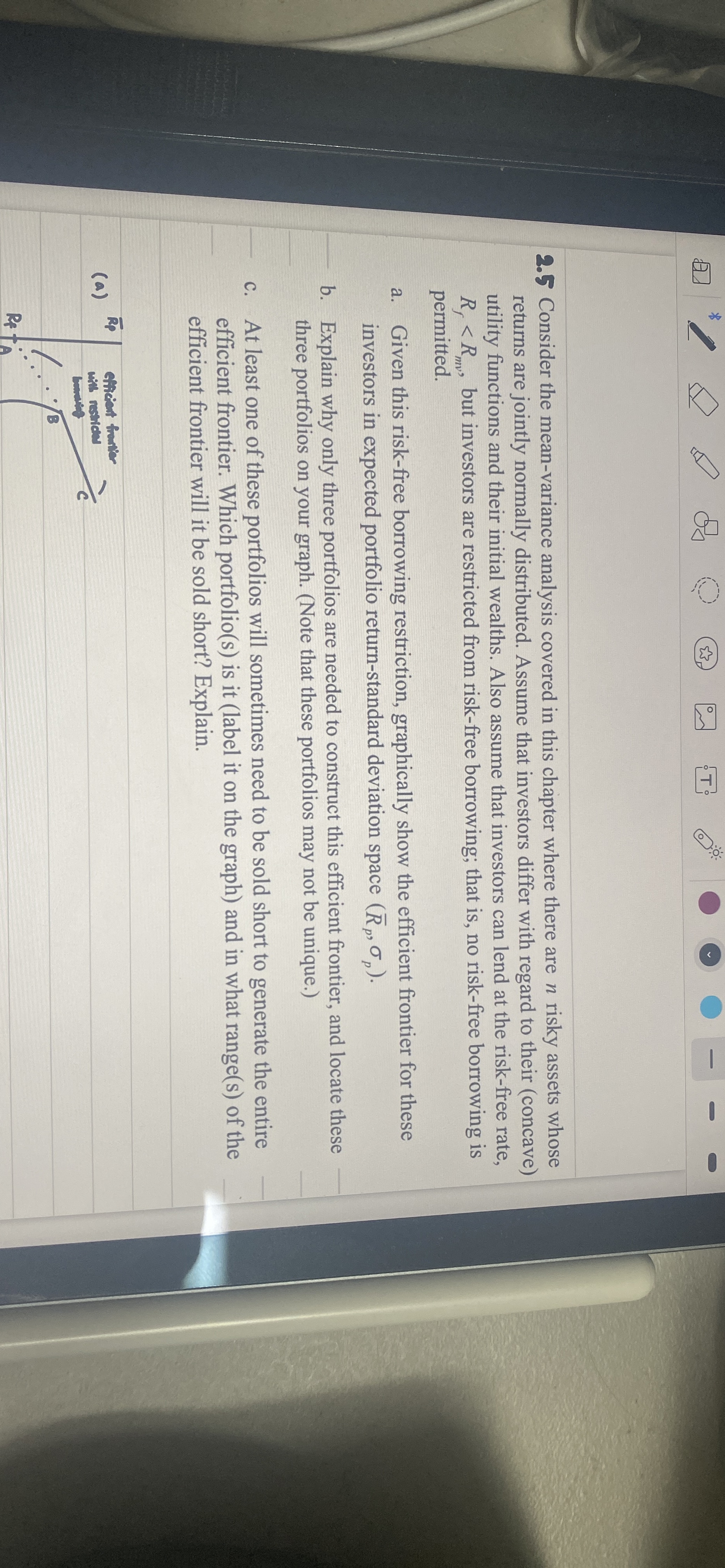 2.5 Consider the mean-variance analysis covered in this chapter where there