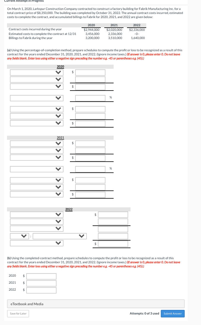  Current Attempt in Progress On March 1, 2020, Larkspur Construction Company